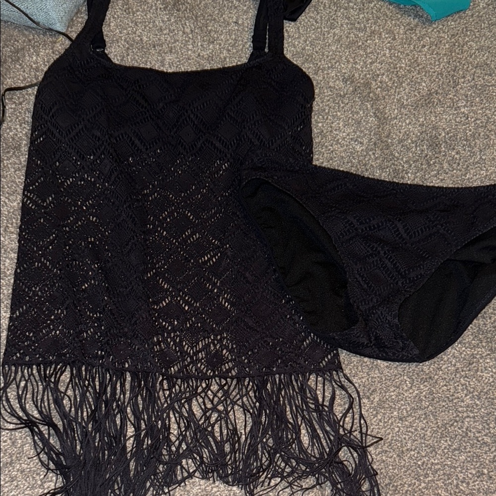 Profile By Gottex Black Lace Bikini with Fringe